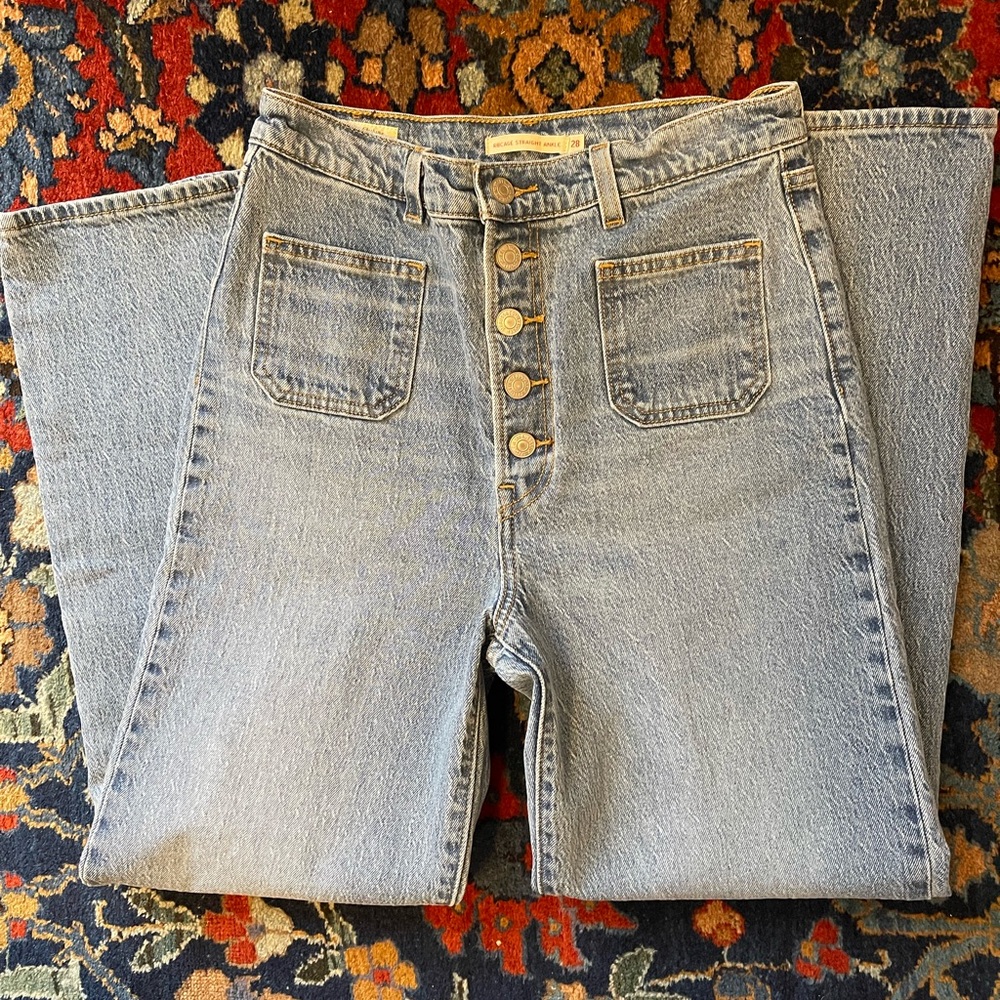 Medium Wash Button Fly Denim - Picture 2 of 7